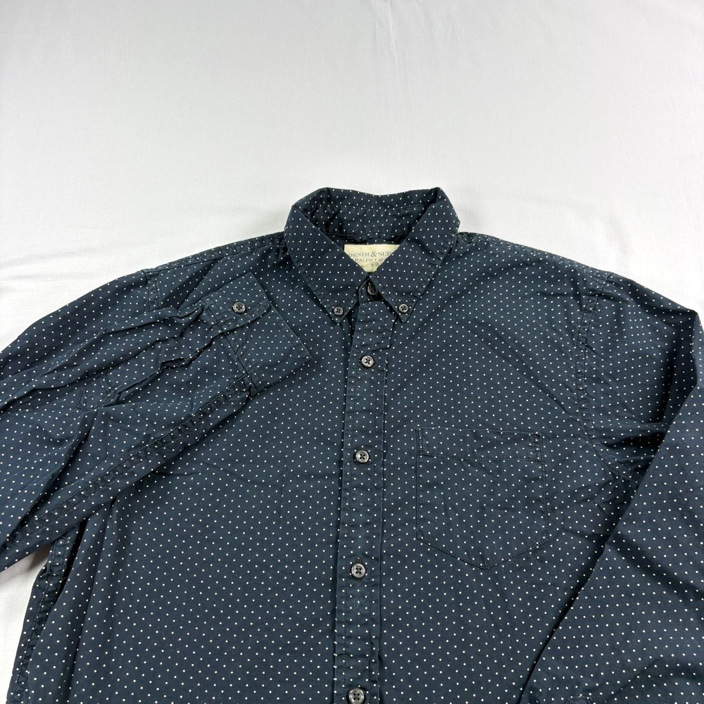 Denim & Supply Ralph Lauren Shirt Mens M Blue Polka Dot Button Up Casual